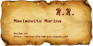 Maximovits Marina névjegykártya